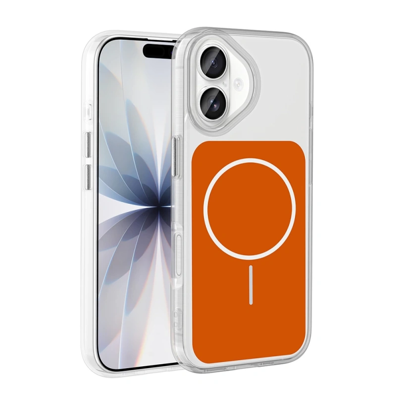 Apple iPhone 17 Kılıf M-Safe Şarj Özellikli Metal Buton Tasarımlı Zore İkonik Sert Silikon Kapak