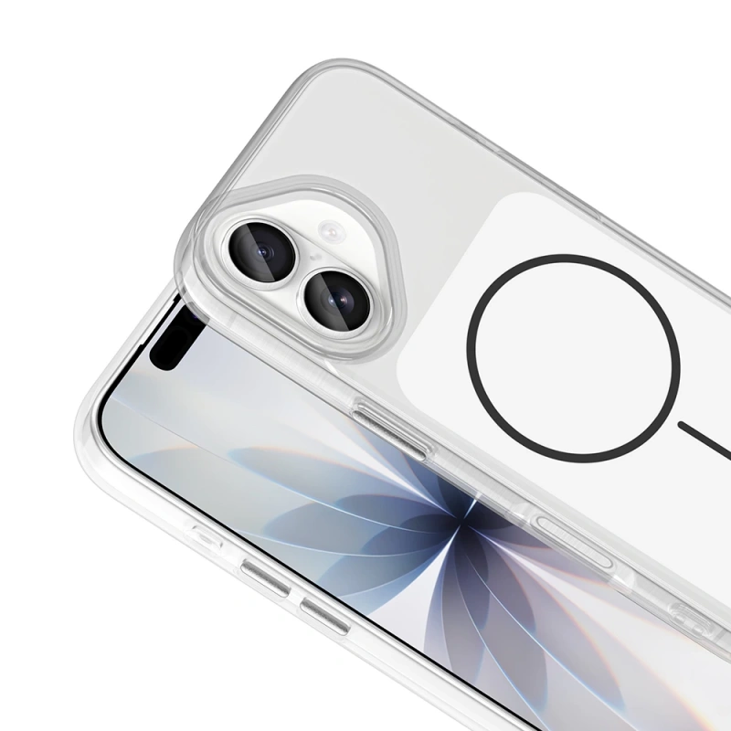 Apple iPhone 17 Kılıf M-Safe Şarj Özellikli Metal Buton Tasarımlı Zore İkonik Sert Silikon Kapak