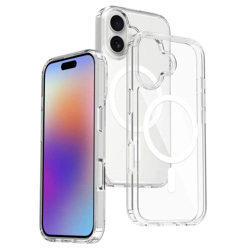 Apple iPhone 17 Kılıf M-safe Şarj Özellikli Şeffaf Sert PC Zore Embos Kapak