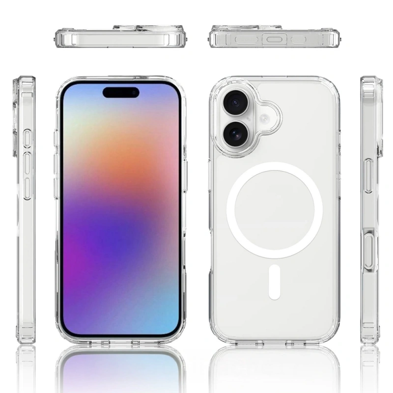 Apple iPhone 17 Kılıf M-safe Şarj Özellikli Şeffaf Sert PC Zore Embos Kapak