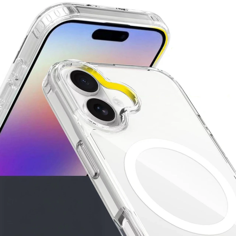 Apple iPhone 17 Kılıf M-safe Şarj Özellikli Şeffaf Sert PC Zore Embos Kapak