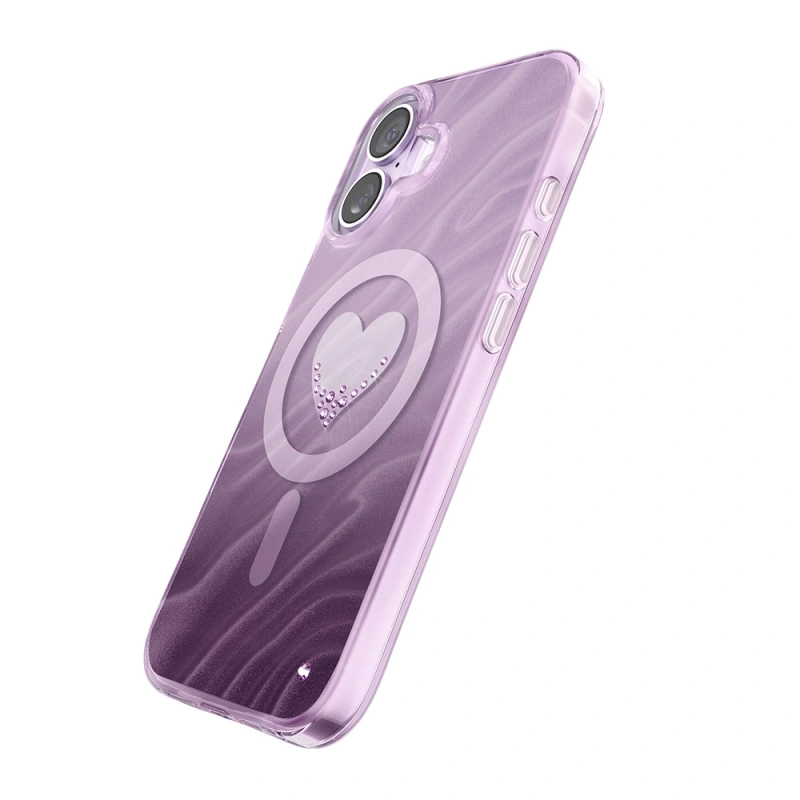 Apple iPhone 17 Kılıf M-Safe Şarj Özellikli Orjinal Swarovski Taşlı Zore Paris Rovix Sert PC Kapak