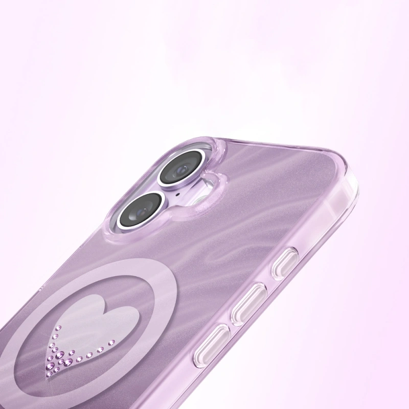 Apple iPhone 17 Kılıf M-Safe Şarj Özellikli Orjinal Swarovski Taşlı Zore Paris Rovix Sert PC Kapak