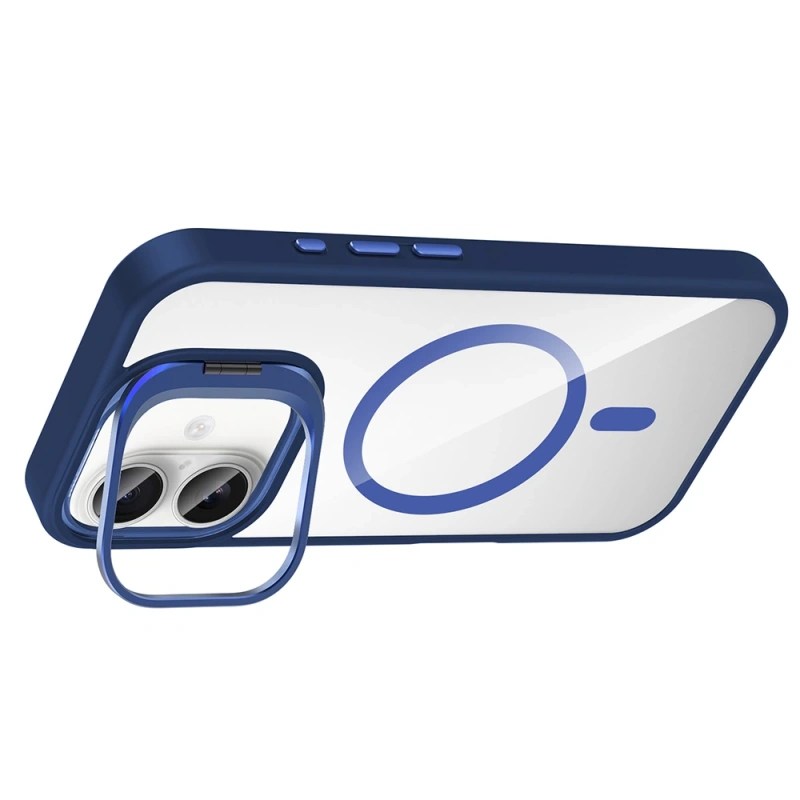 Apple iPhone 17 Kılıf Standlı ve Kamera Lens Hediyeli M-Safe Şarj Özellikli Zore Etro Kapak