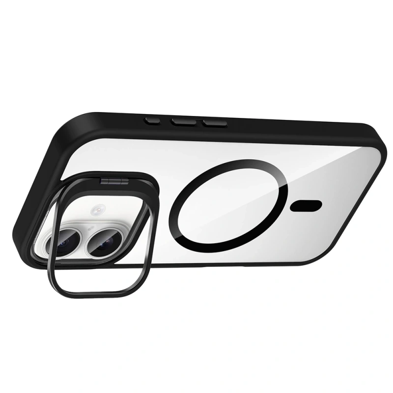 Apple iPhone 17 Kılıf Standlı ve Kamera Lens Hediyeli M-Safe Şarj Özellikli Zore Etro Kapak