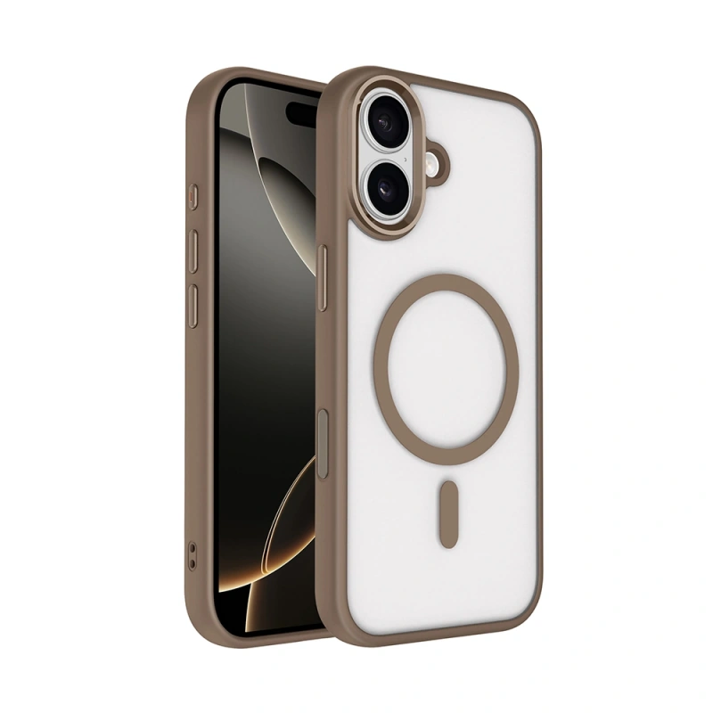 Apple iPhone 17 Kılıf Wireless Şarj Özellikli Zore Krom M-safe Silikon Kapak