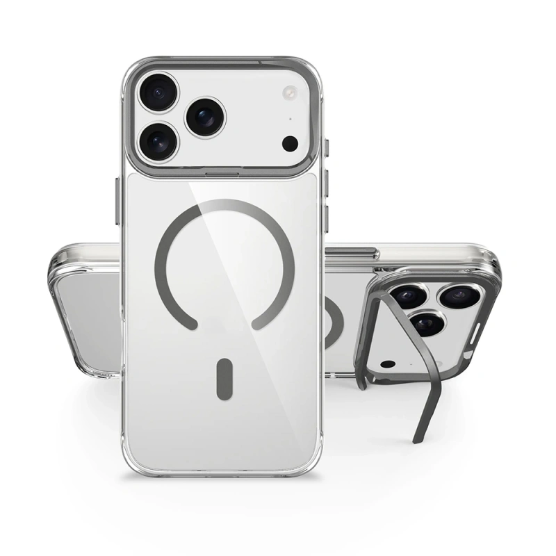 Apple iPhone 17 Pro Kılıf M-safe Şarj Özellikli Airbagli Kamera Standlı Zore Azor Kapak