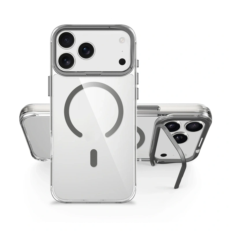 Apple iPhone 17 Pro Kılıf M-safe Şarj Özellikli Airbagli Kamera Standlı Zore Azor Kapak