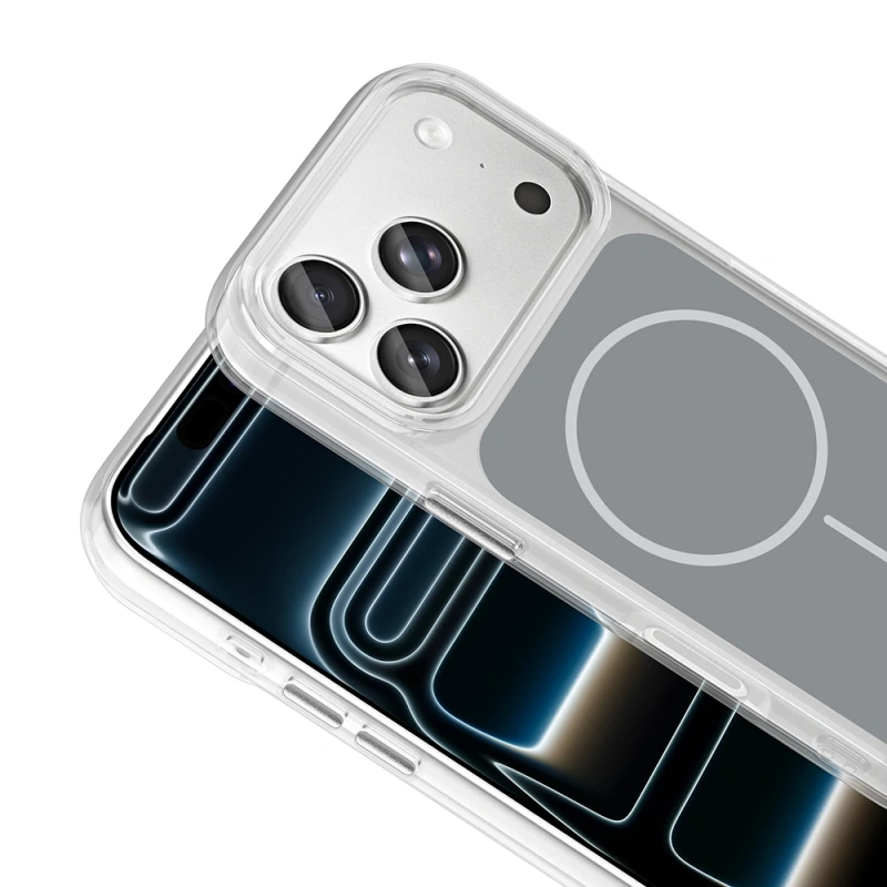 Apple iPhone 17 Pro Kılıf M-Safe Şarj Özellikli Metal Buton Tasarımlı Zore İkonik Sert Silikon Kapak