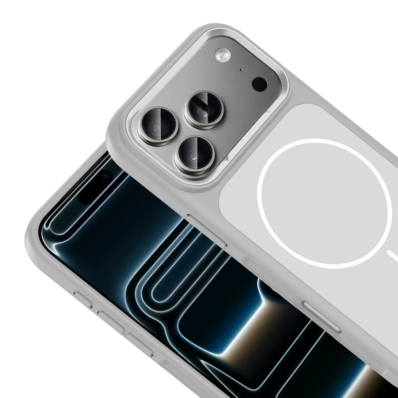 Apple iPhone 17 Pro Kılıf M-Safe Şarj Özellikli Metal Kamera Çerçeveli Zore Sanremo Silikon Kapak