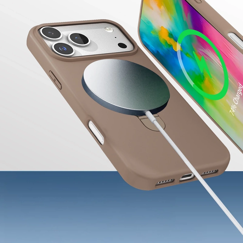 Apple iPhone 17 Pro Kılıf M-safe Şarj Özellikli Standlı Zore Samara Kapak