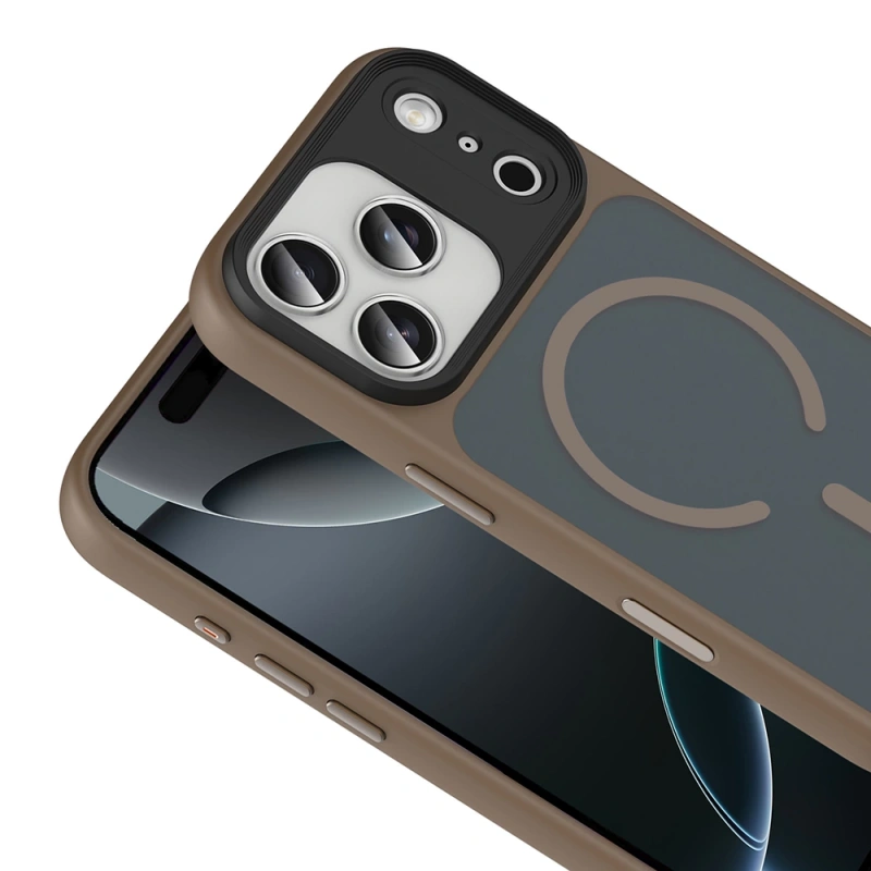 Apple iPhone 17 Pro Kılıf Mat Arka Yüzey Wireless Şarj Özellikli Zore Flet M-safe Kapak