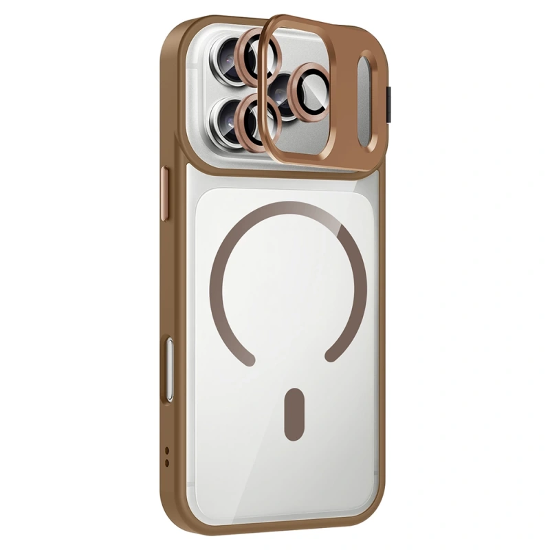 Apple iPhone 17 Pro Kılıf Standlı ve Kamera Lens Hediyeli M-Safe Şarj Özellikli Zore Etro Kapak