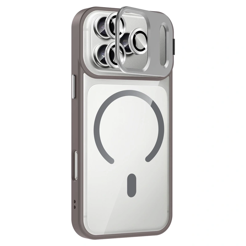 Apple iPhone 17 Pro Kılıf Standlı ve Kamera Lens Hediyeli M-Safe Şarj Özellikli Zore Etro Kapak