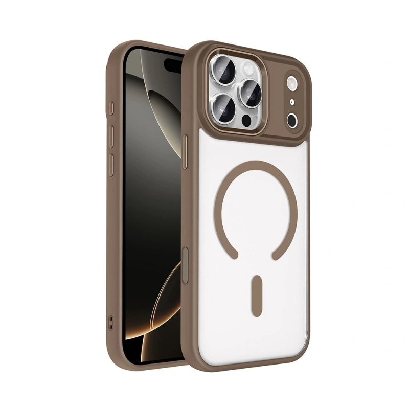 Apple iPhone 17 Pro Kılıf Wireless Şarj Özellikli Zore Krom M-safe Silikon Kapak