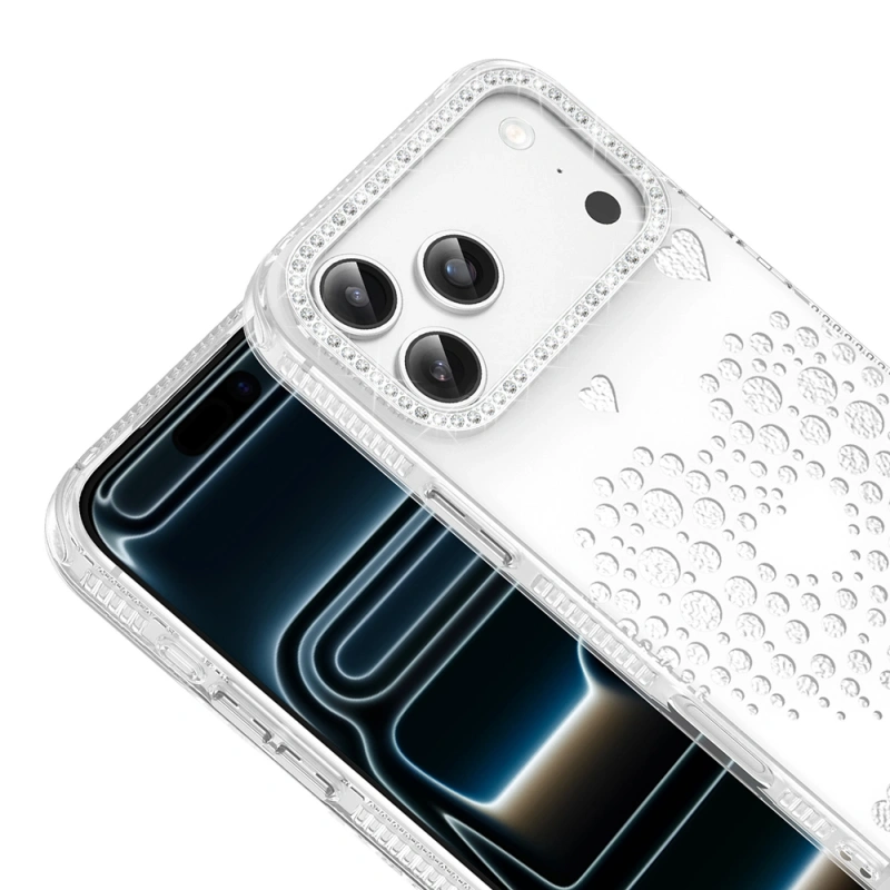 Apple iPhone 17 Pro Max Kılıf Damla Taşlı Zore Rivas Sert PC Kapak