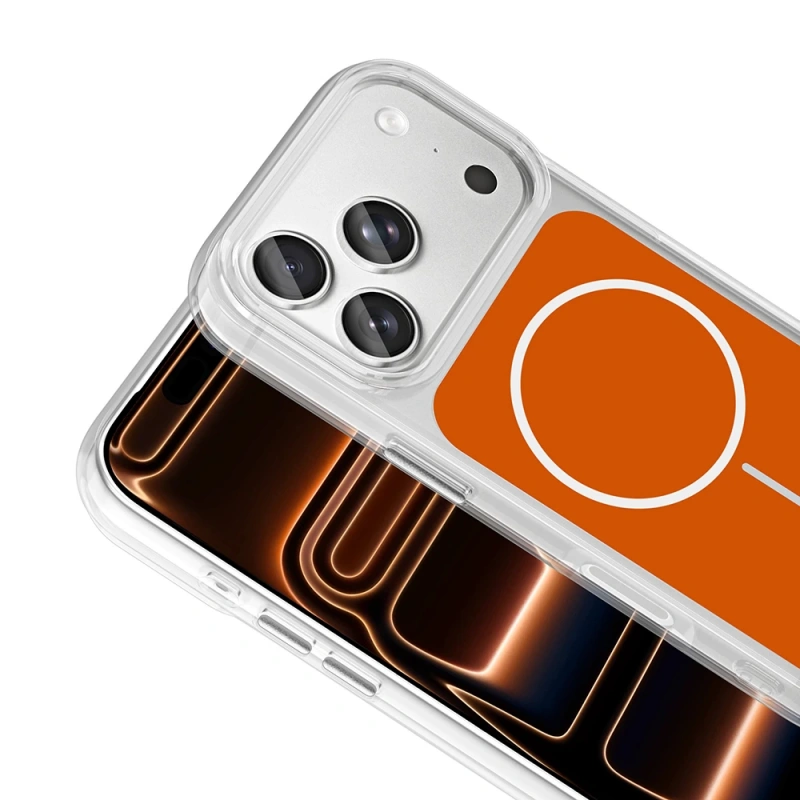 Apple iPhone 17 Pro Max Kılıf M-Safe Şarj Özellikli Metal Buton Tasarımlı Zore İkonik Sert Silikon Kapak