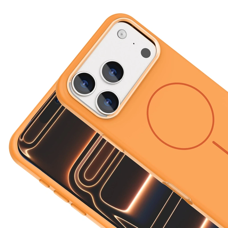 Apple iPhone 17 Pro Max Kılıf M-Safe Şarj Özellikli Metal Kamera Çerçeveli Zore Edi Silikon Kapak