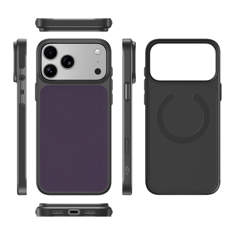 Apple iPhone 17 Pro Max Kılıf M-Safe Şarj Özellikli PU Zore Paris Trexo Sert PC Kapak