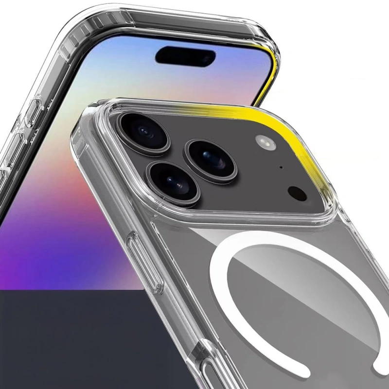 Apple iPhone 17 Pro Max Kılıf M-safe Şarj Özellikli Şeffaf Sert PC Zore Embos Kapak