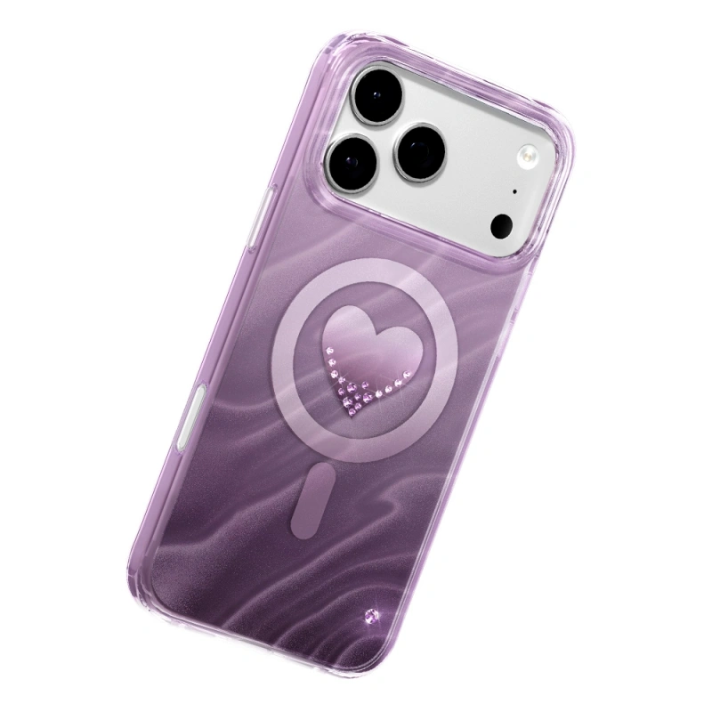 Apple iPhone 17 Pro Max Kılıf M-Safe Şarj Özellikli Orjinal Swarovski Taşlı Zore Paris Rovix Sert PC Kapak
