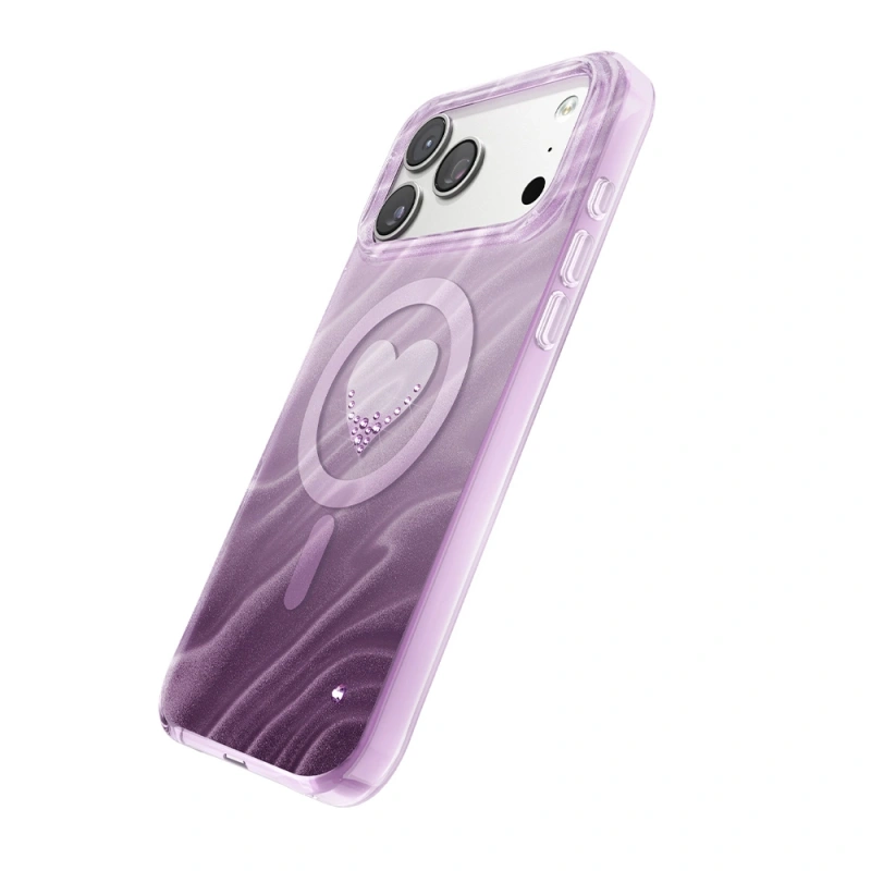 Apple iPhone 17 Pro Max Kılıf M-Safe Şarj Özellikli Orjinal Swarovski Taşlı Zore Paris Rovix Sert PC Kapak