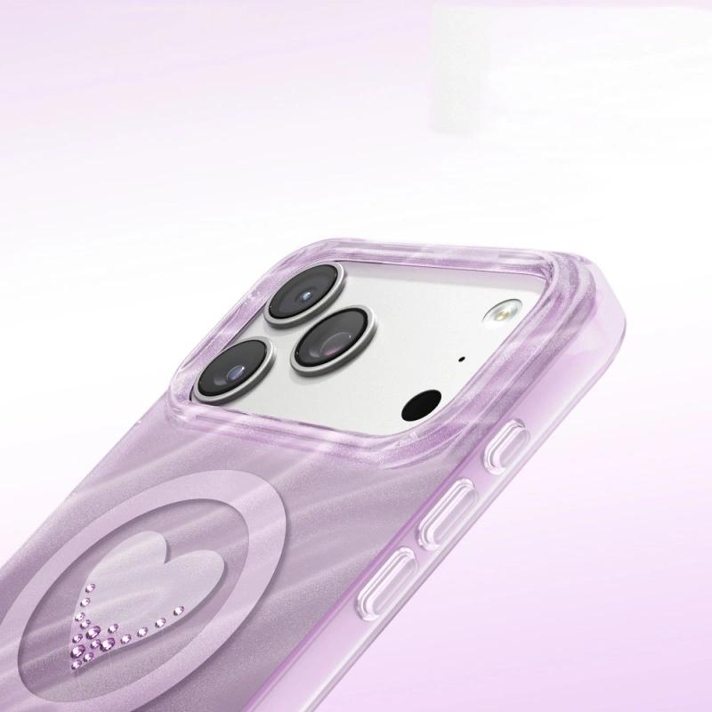 Apple iPhone 17 Pro Max Kılıf M-Safe Şarj Özellikli Orjinal Swarovski Taşlı Zore Paris Rovix Sert PC Kapak
