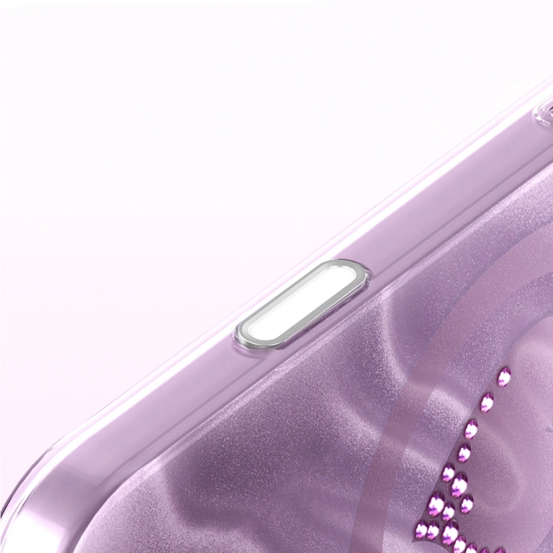 Apple iPhone 17 Pro Max Kılıf M-Safe Şarj Özellikli Orjinal Swarovski Taşlı Zore Paris Rovix Sert PC Kapak