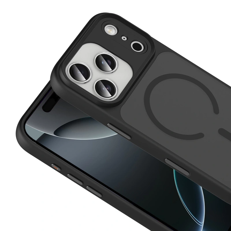 Apple iPhone 17 Pro Max Kılıf Mat Arka Yüzey Wireless Şarj Özellikli Zore Flet M-safe Kapak