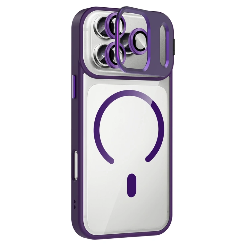 Apple iPhone 17 Pro Max Kılıf Standlı ve Kamera Lens Hediyeli M-Safe Şarj Özellikli Zore Etro Kapak