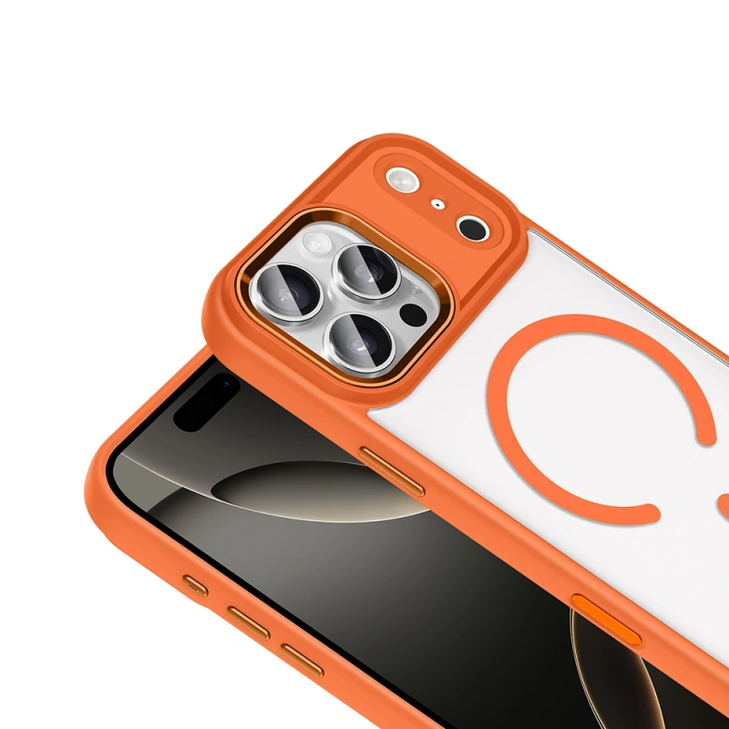 Apple iPhone 17 Pro Max Kılıf Wireless Şarj Özellikli Zore Krom M-safe Silikon Kapak
