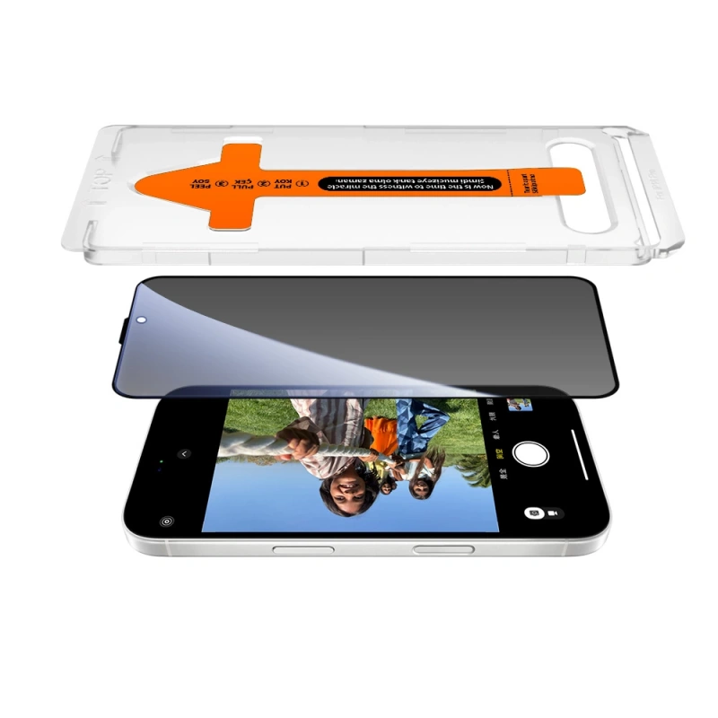 Apple iPhone 17 Pro Max Zore 2.5D Oliv Privacy Temperli Cam Ekran Koruyucu + Kolay Uygulama Aparatı