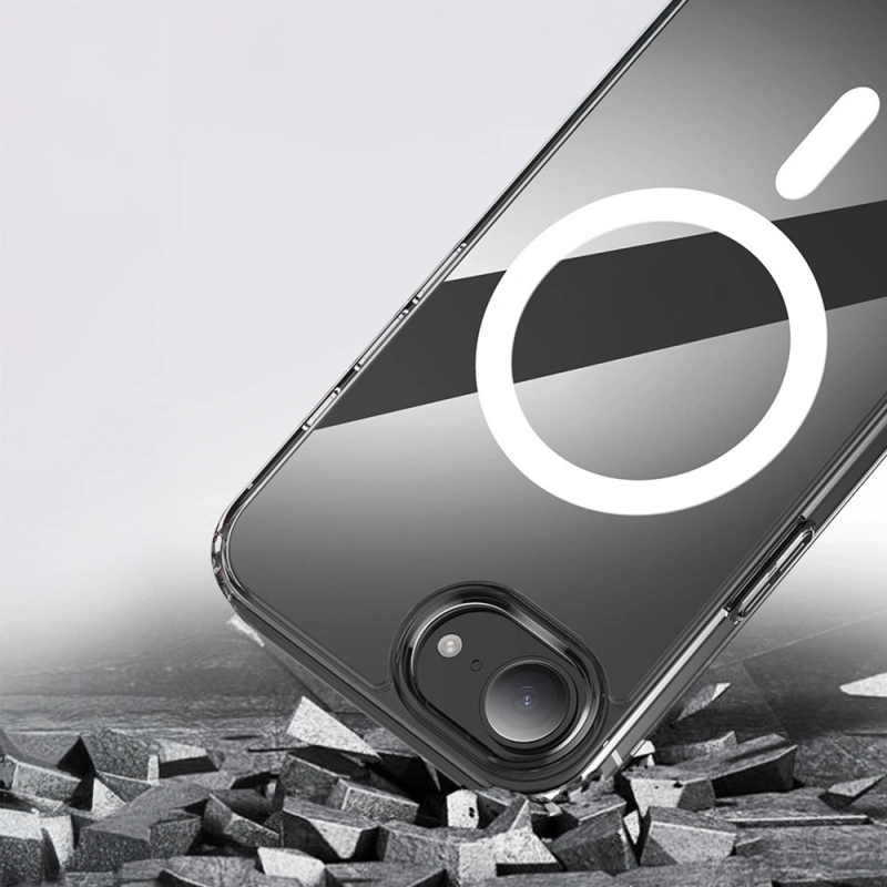 Apple iPhone 17E Kılıf M-safe Şarj Özellikli Şeffaf Sert PC Zore Embos Kapak