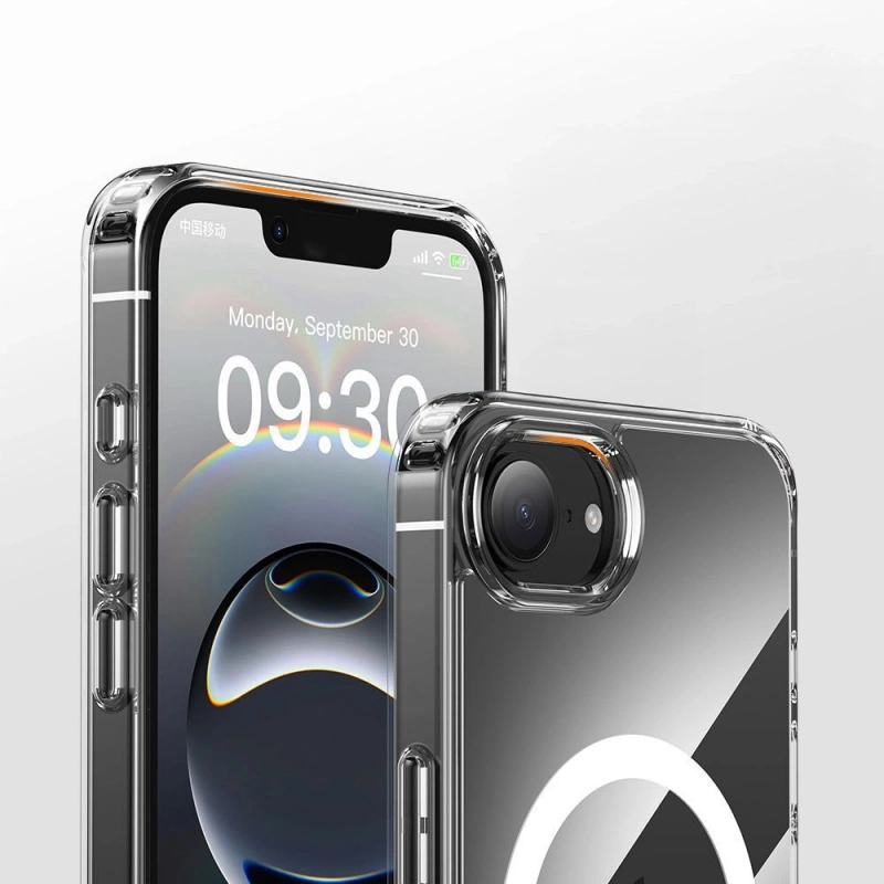 Apple iPhone 17E Kılıf M-safe Şarj Özellikli Şeffaf Sert PC Zore Embos Kapak