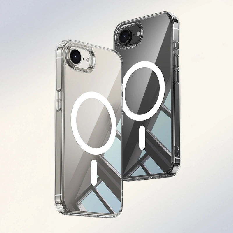 Apple iPhone 17E Kılıf M-safe Şarj Özellikli Şeffaf Sert PC Zore Embos Kapak