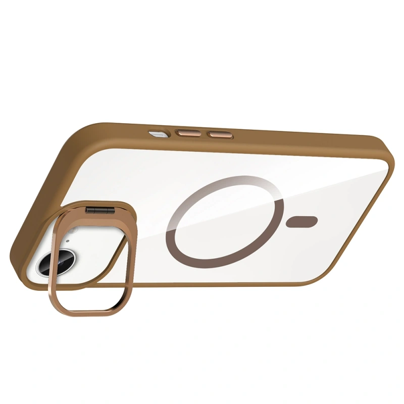 Apple iPhone 17E Kılıf Standlı ve Kamera Lens Hediyeli M-Safe Şarj Özellikli Zore Etro Kapak