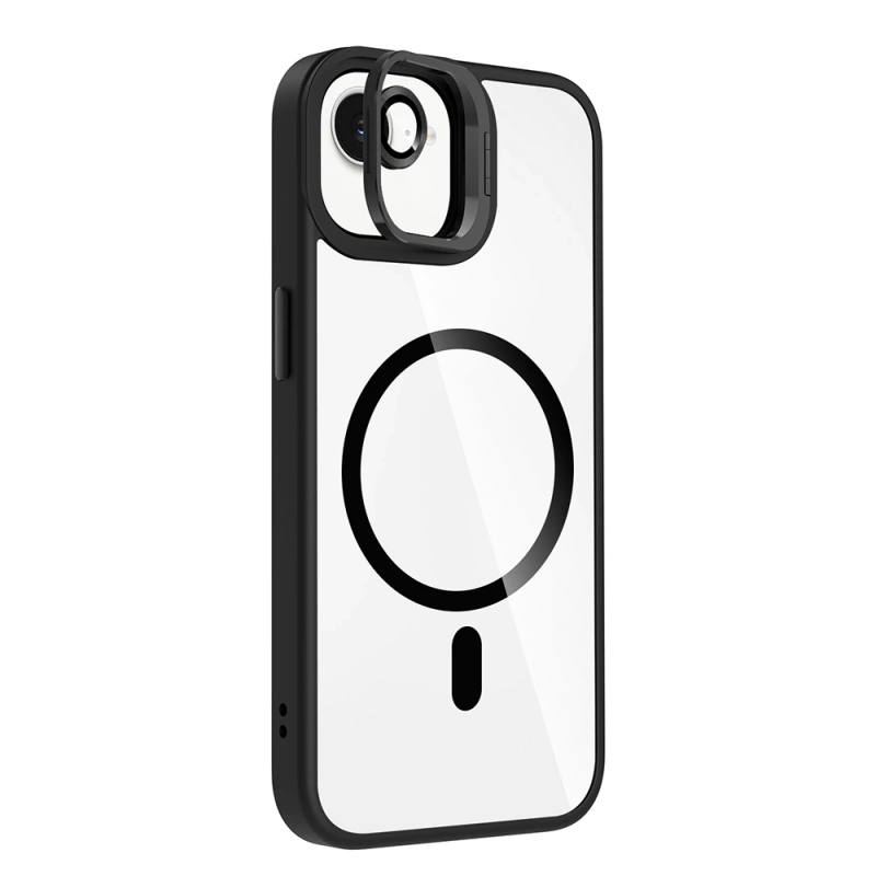 Apple iPhone 17E Kılıf Standlı ve Kamera Lens Hediyeli M-Safe Şarj Özellikli Zore Etro Kapak