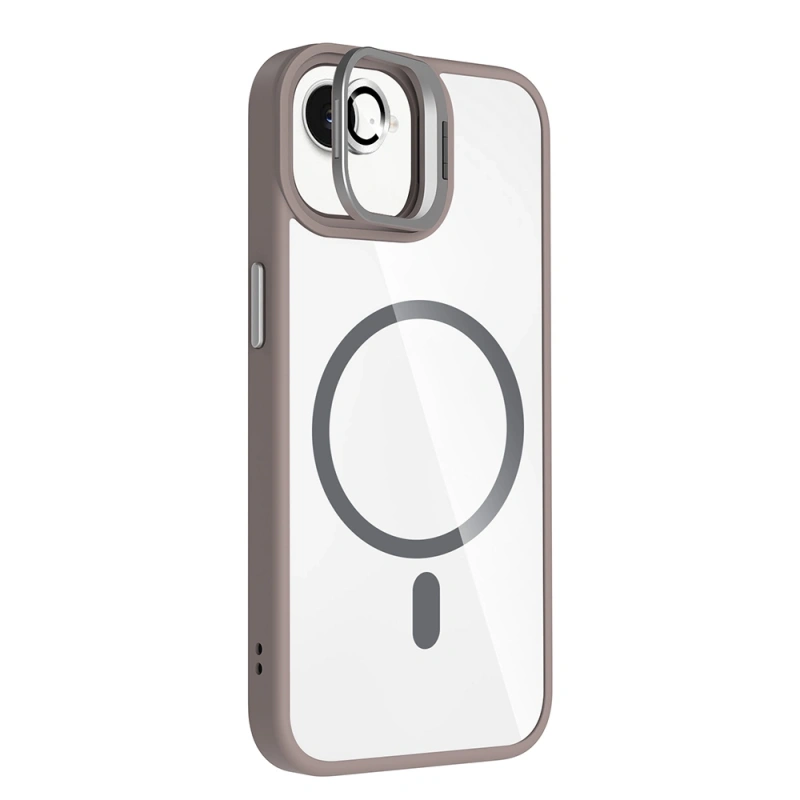 Apple iPhone 17E Kılıf Standlı ve Kamera Lens Hediyeli M-Safe Şarj Özellikli Zore Etro Kapak