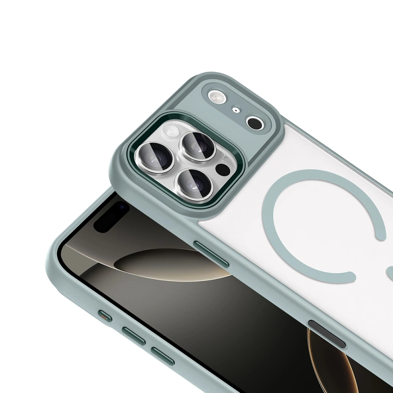 Apple iPhone 18 Pro Kılıf Wireless Şarj Özellikli Zore Krom M-safe Silikon Kapak