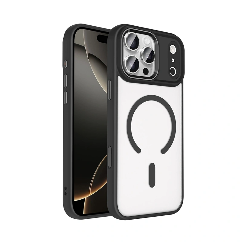 Apple iPhone 18 Pro Max Kılıf Wireless Şarj Özellikli Zore Krom M-safe Silikon Kapak