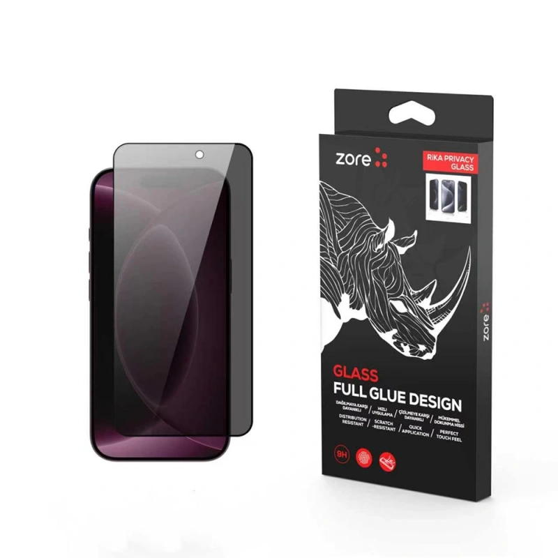 Apple iPhone 18 Pro Max Zore Rika Premium Privacy Temperli Cam Ekran Koruyucu