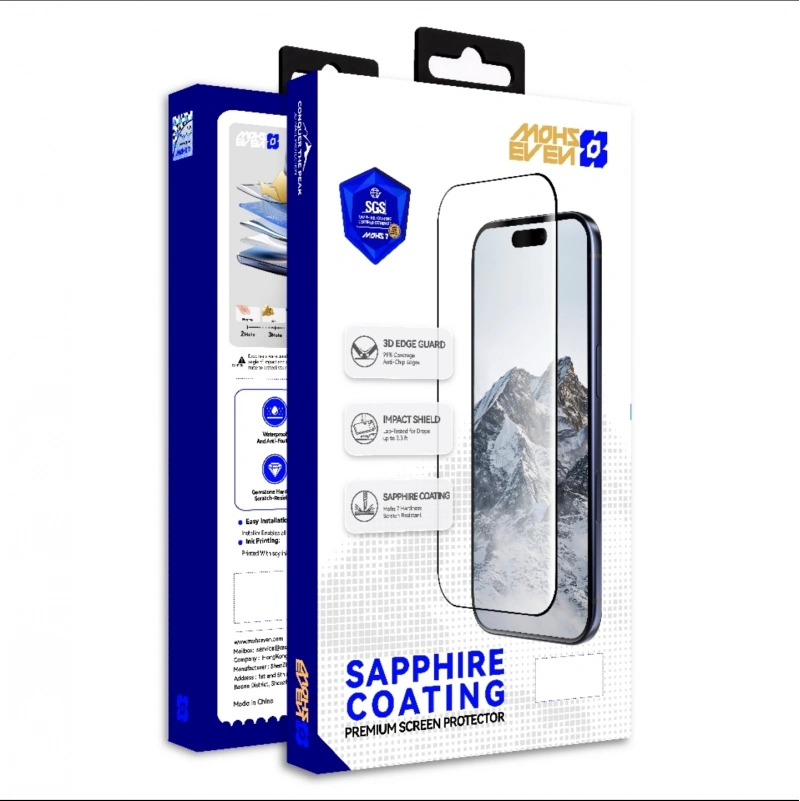 Apple iPhone 18 Pro Mohseven M7 HD Sapphire Coating Temperli Cam Ekran Koruyucu + Kolay Uygulama Aparatı
