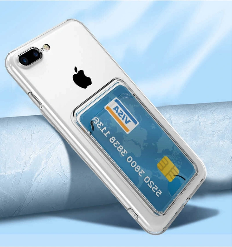 Apple iPhone 7 Kılıf Kartlıklı Şeffaf Zore Setra Clear Silikon Kapak