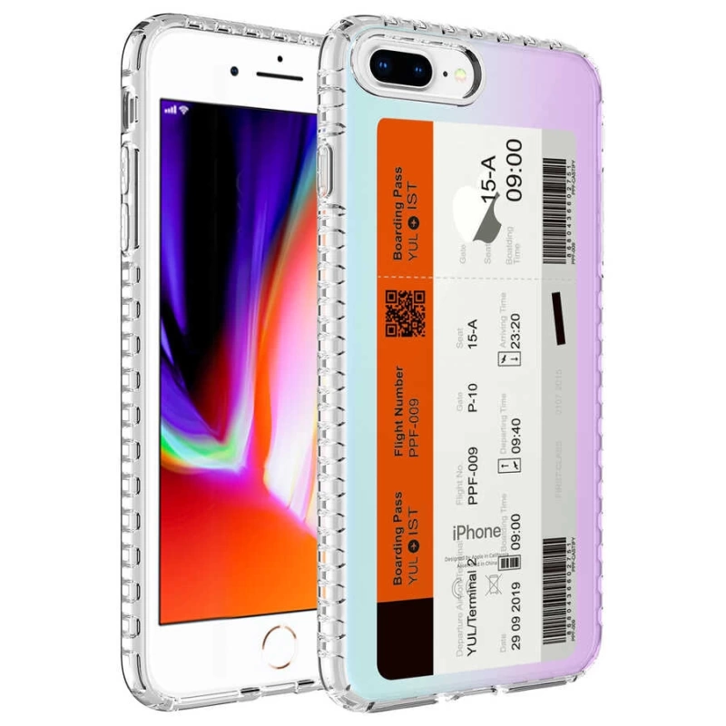 Apple iPhone 7 Plus Kılıf Airbag Kenarlı Renkli Desenli Silikon Zore Elegans Kapak