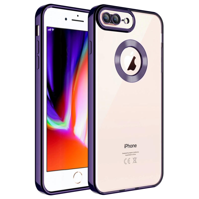 Apple iPhone 8 Plus Kılıf Kamera Korumalı Logo Gösteren Zore Omega Kapak