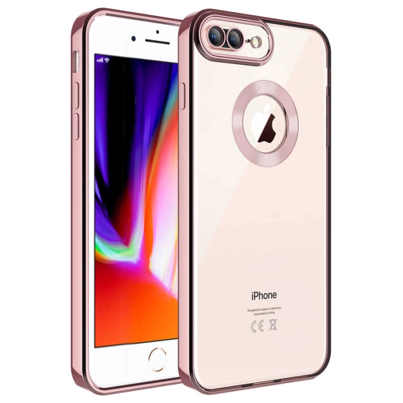 Apple iPhone 8 Plus Kılıf Kamera Korumalı Logo Gösteren Zore Omega Kapak