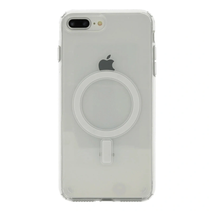 Apple iPhone 8 Plus Kılıf M-safe Şarj Özellikli Şeffaf Sert PC Zore Embos Kapak