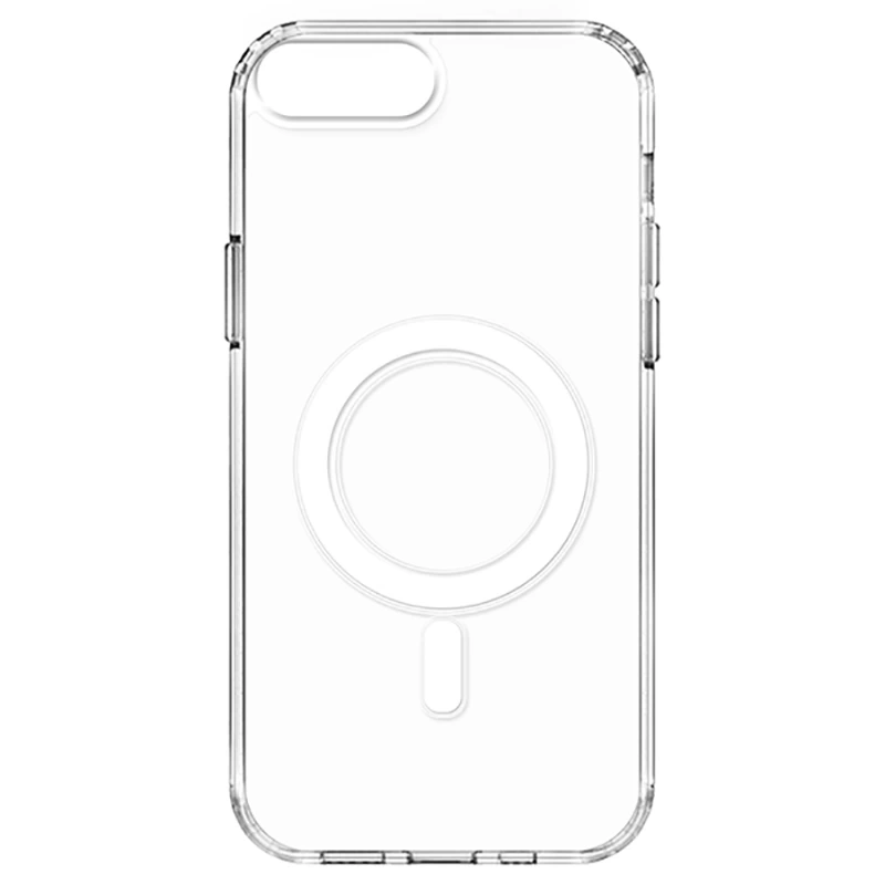Apple iPhone 8 Plus Kılıf M-safe Şarj Özellikli Şeffaf Sert PC Zore Embos Kapak