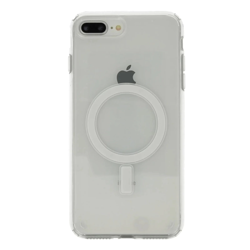 Apple iPhone 8 Plus Kılıf M-safe Şarj Özellikli Şeffaf Sert PC Zore Embos Kapak