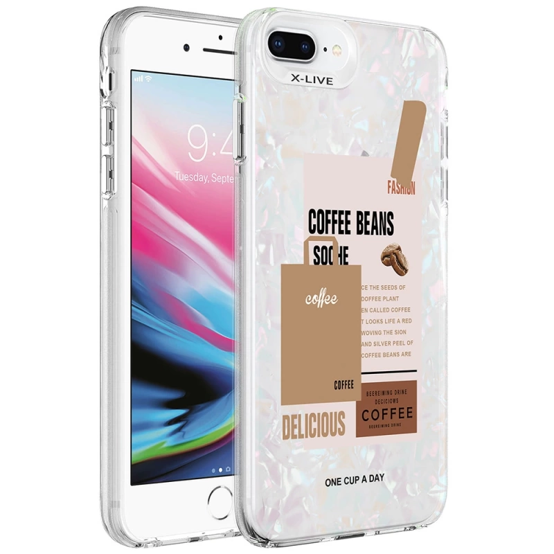 Apple iPhone 8 Plus Kılıf Mermer Desenli Zore Marbello Kapak